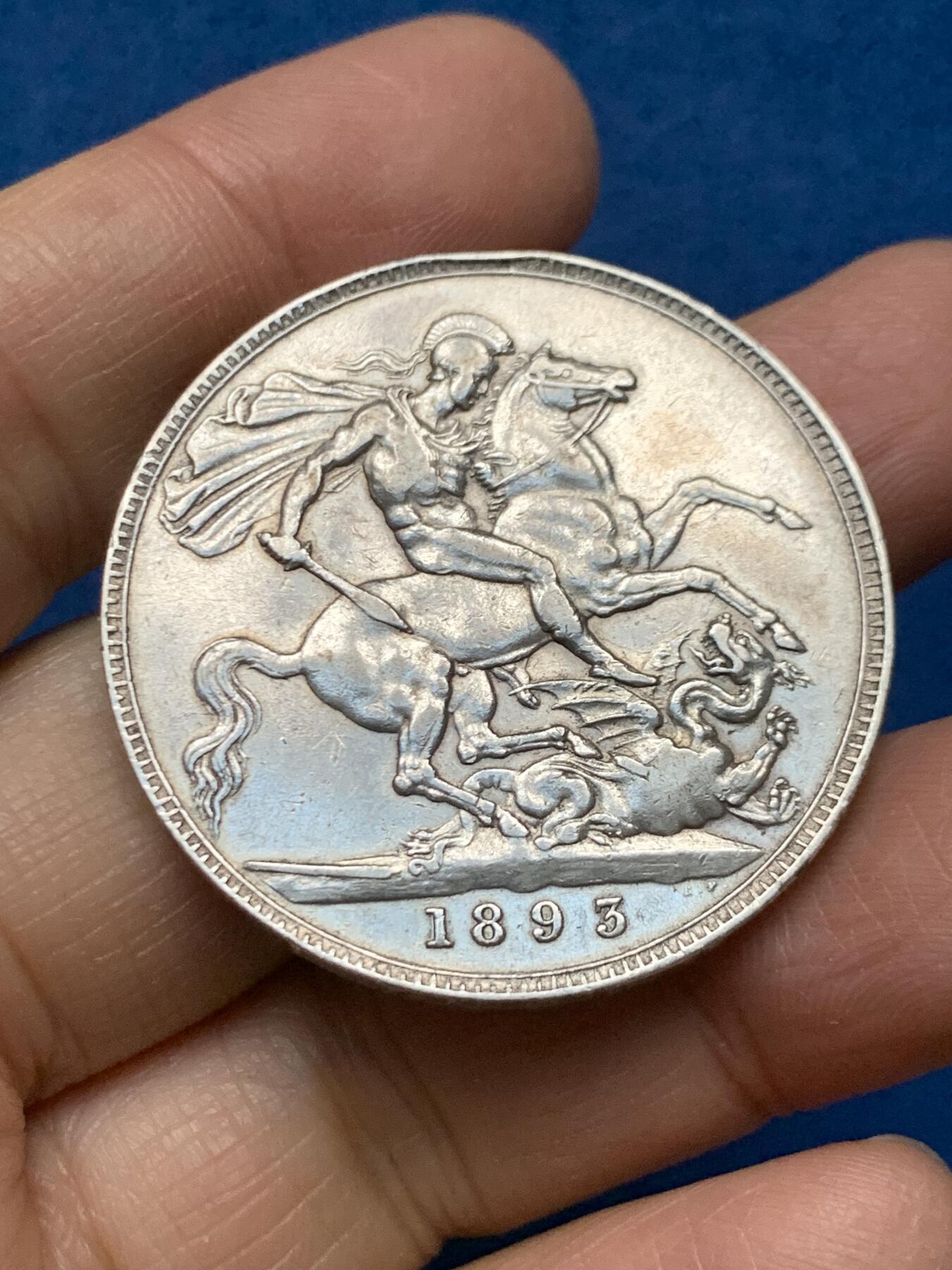 《竞宝斋》第462场 周日，周一，2场连拍 （全场包邮）欢迎送拍 英国1893年维多利亚披纱克朗