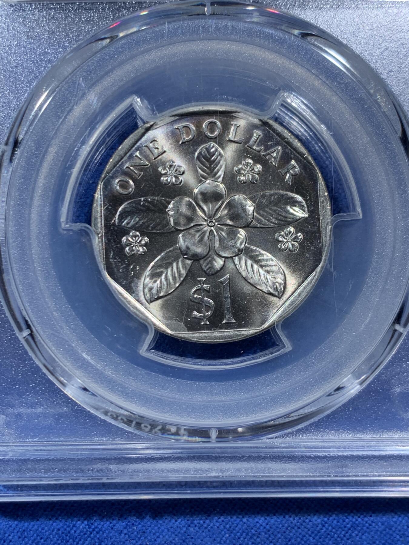 《竞宝斋》第462场 周日，周一，2场连拍 （全场包邮）欢迎送拍 PCGS MS67 新加坡1986年一元 亚军分