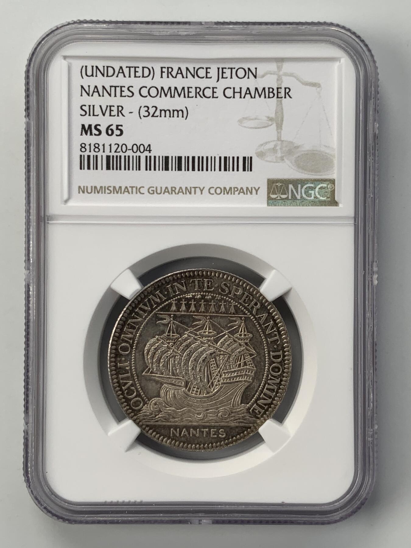 掌中浮雕-藏着的欧洲第051场 NGC MS65 ：法国南特市商会银章，32mm