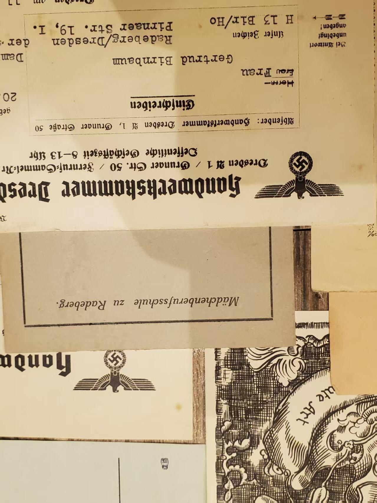 韵星假日拍卖第三十八期 -- Rimey Holidays Auction 38 帝德-魏玛-nazi德国民事服务大全套套证 魏玛时期工艺与裁缝优秀手工者大证书 魏玛时期登记册 帝德魏玛时期信件 文件 nazi德国帝国手工艺术登记局等级证 保存非常完好 纸张均无损