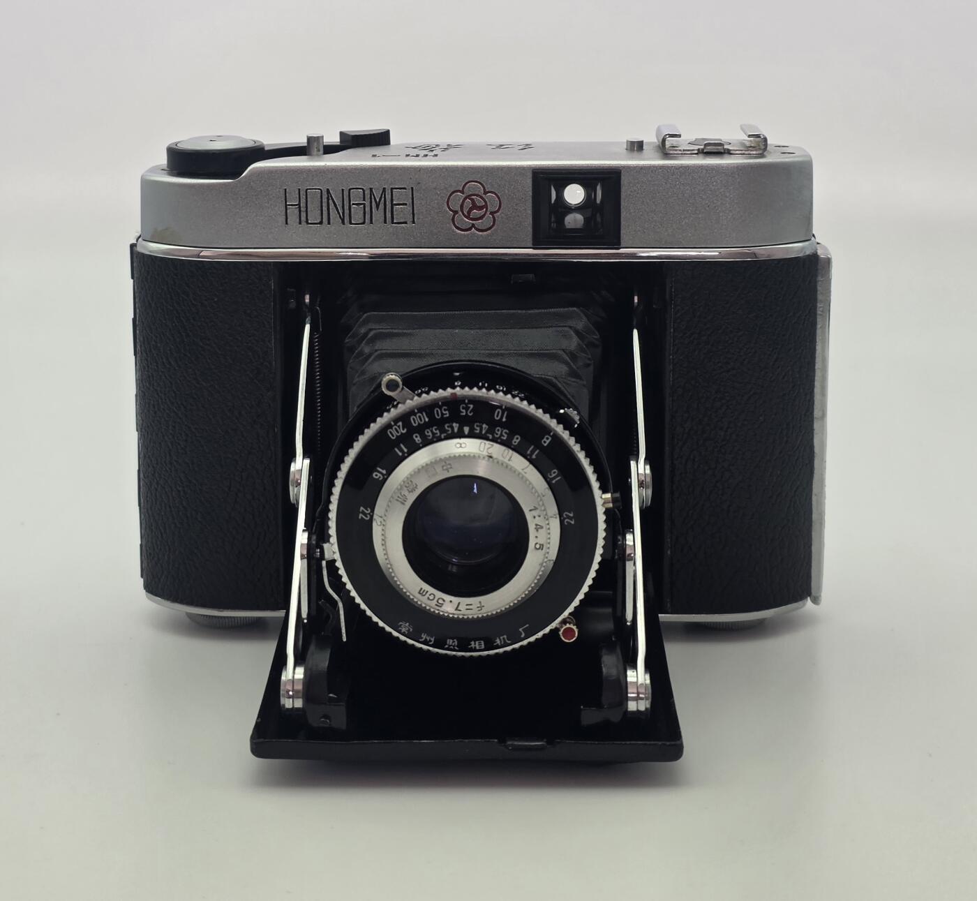红梅HM-1折叠相机-时光的印记-相机的前世今生-另送海鸥相机小皮壳
