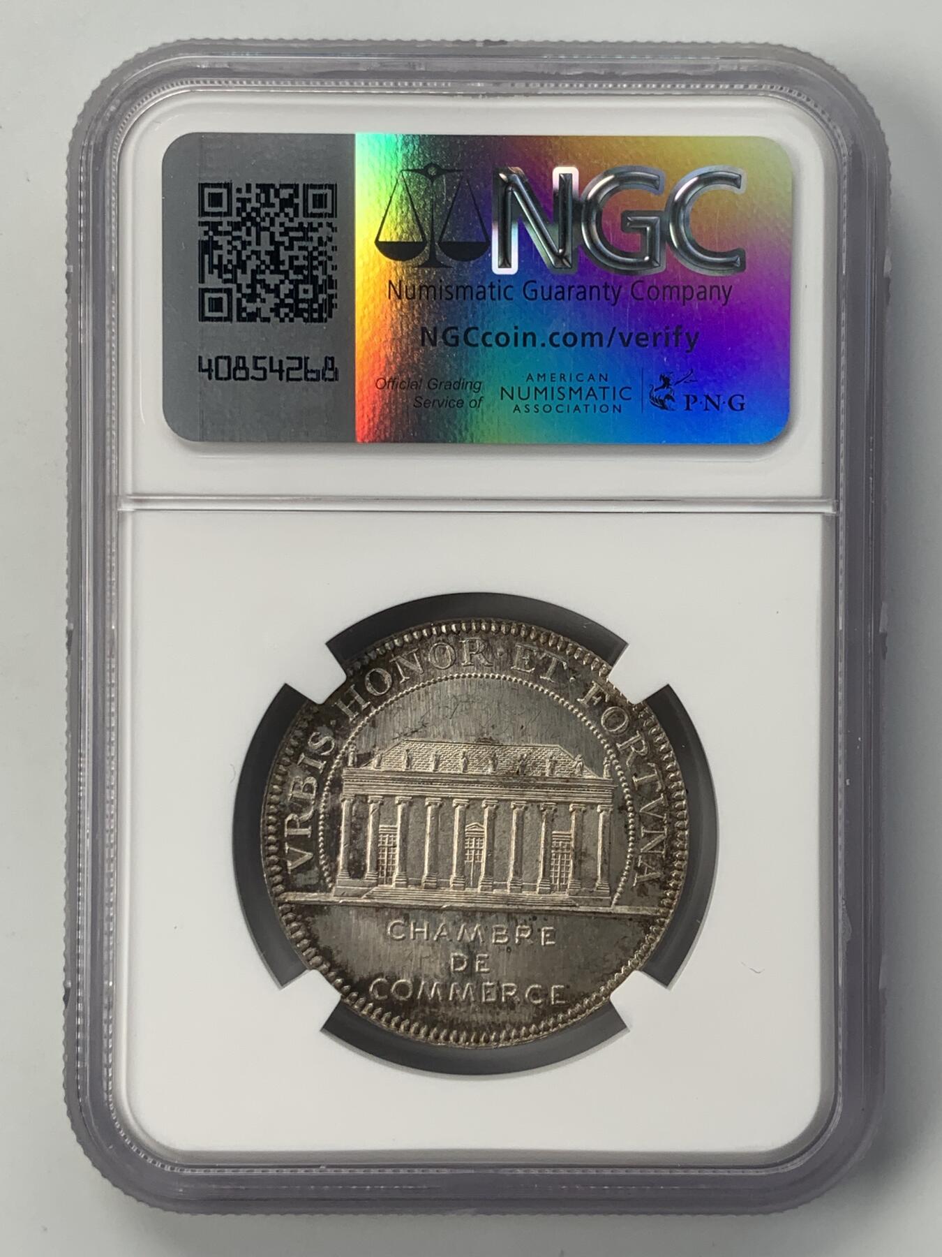 掌中浮雕-藏着的欧洲第051场 NGC MS64 ：法国南特市商会银章，32mm
