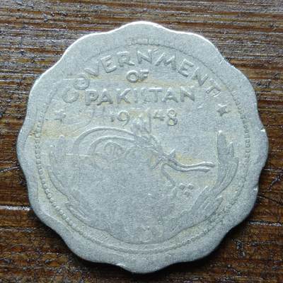 【铜匠收藏】★第140场★散币场。不寄存，30包邮。不满30元，支付5元运费。《接受代拍 代送NGC评级》 - 91【无寄存】巴基斯坦 1948年 1安娜 扇贝型