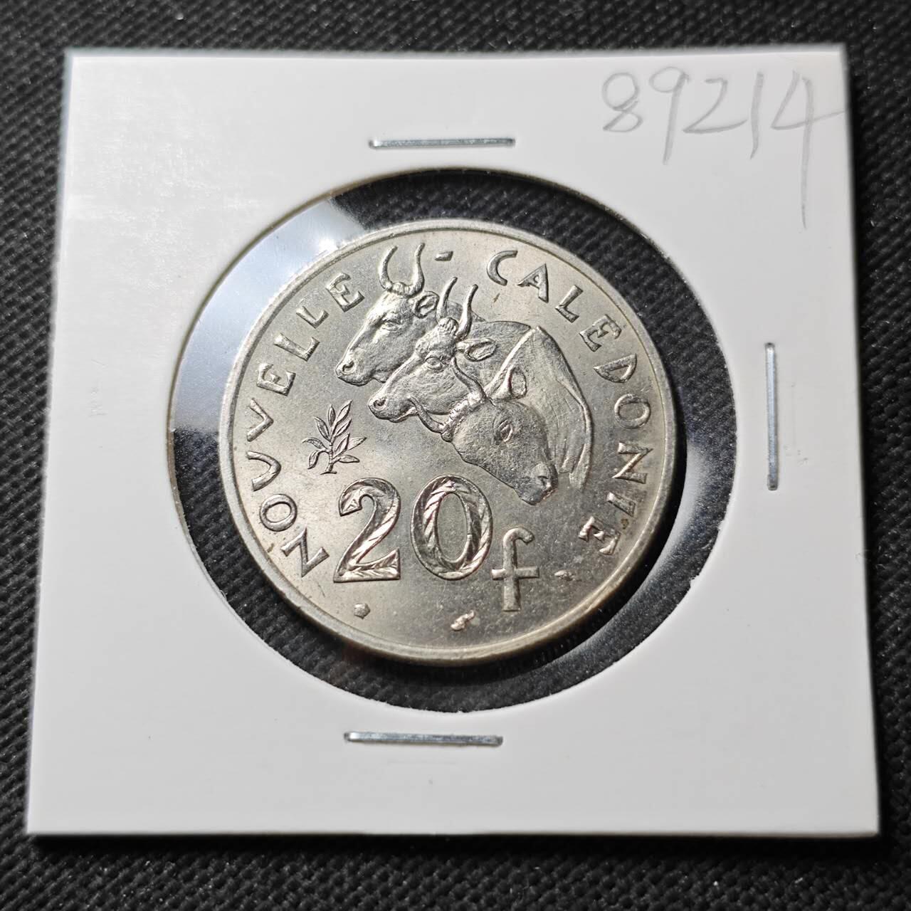 KK钱币收藏小铺  第389期  2月预留时间 周末发货  1977法属新喀里多尼亚20法郎