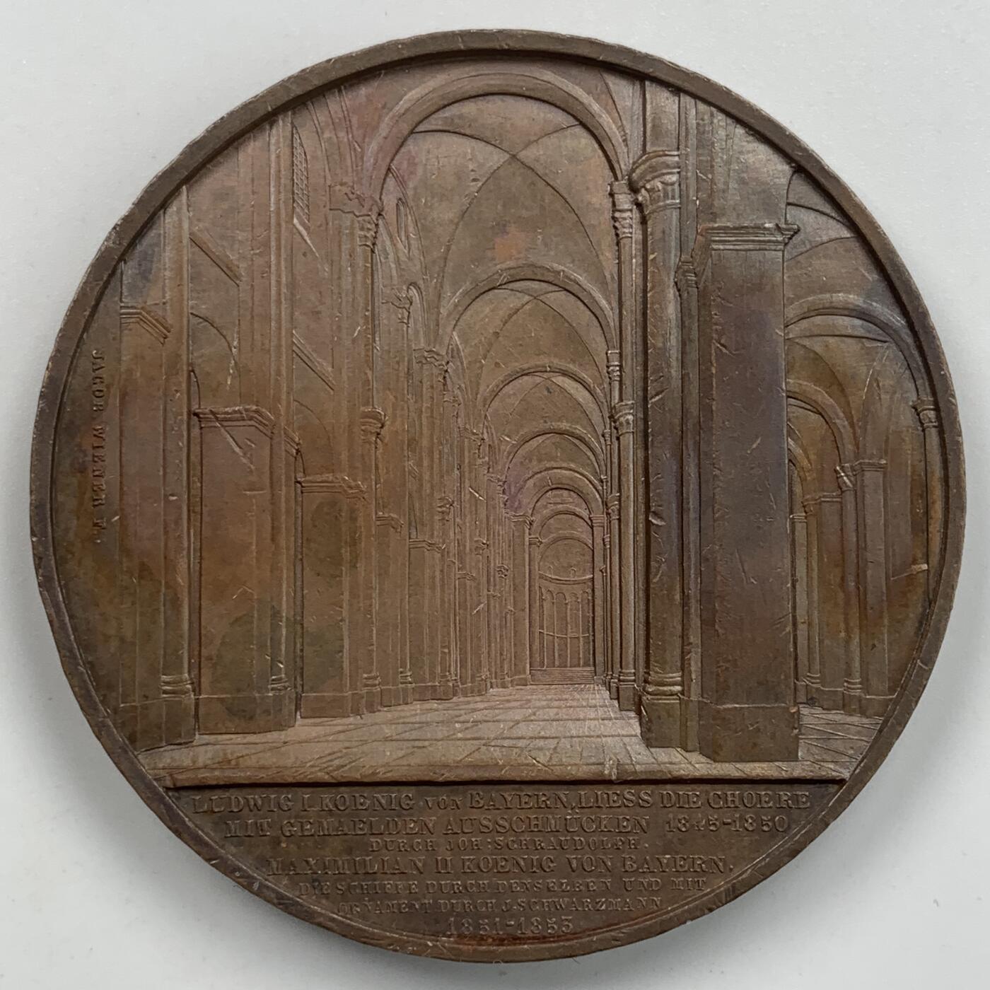 掌中浮雕-藏着的欧洲第051场 1863年德国施佩耶尔大教堂铜章，59mm，大师维纳作品