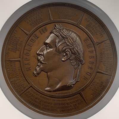 掌中浮雕-藏着的欧洲第051场 - NGC MS62 : 1864年法国罗纳省城市建设铜章，90mm，Louis-Félix Chabaud雕刻