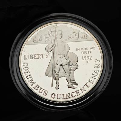 金瓯小拍第三期 古今币章 银价专场 - 美国哥伦布发现新大陆500周年精制银币1992年 26.8克 无盒证