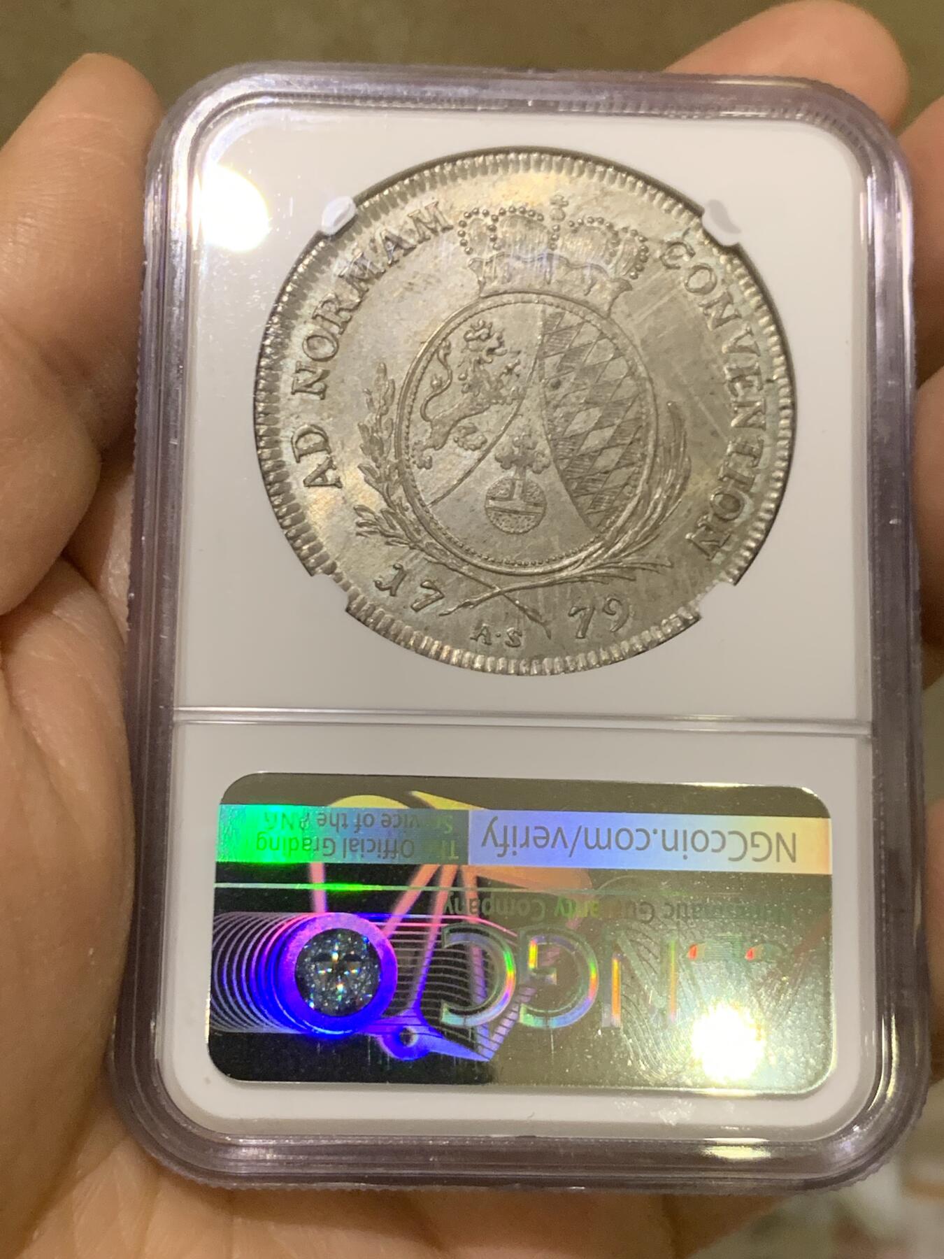 《竞宝斋》第462场 周日，周一，2场连拍 （全场包邮）欢迎送拍 唯一冠军分 NGC MS63 德国 1779年 巴伐利亚选侯国  查尔斯·西奥多 泰勒大银币 入手正当时