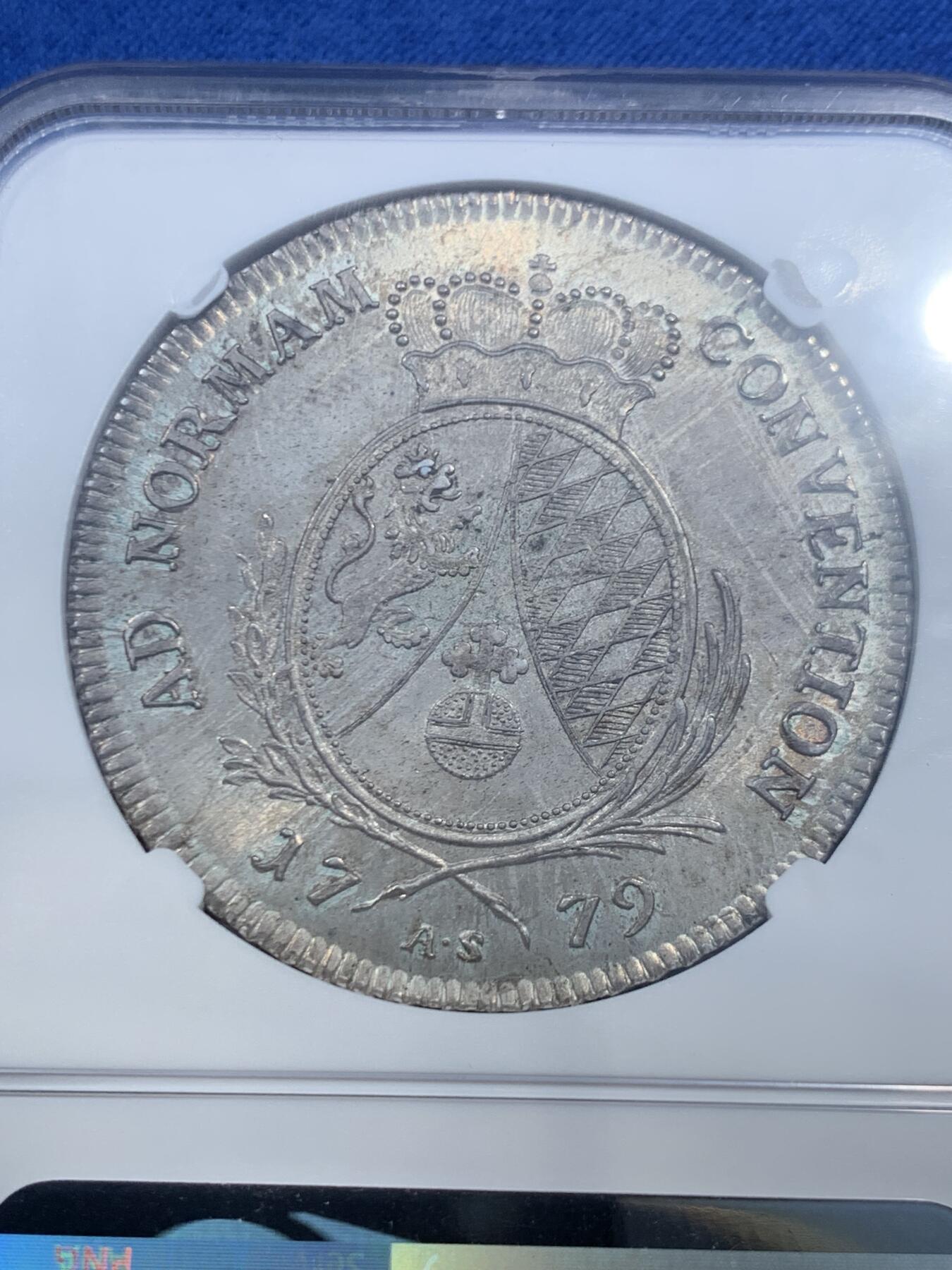 《竞宝斋》第462场 周日，周一，2场连拍 （全场包邮）欢迎送拍 唯一冠军分 NGC MS63 德国 1779年 巴伐利亚选侯国  查尔斯·西奥多 泰勒大银币 入手正当时