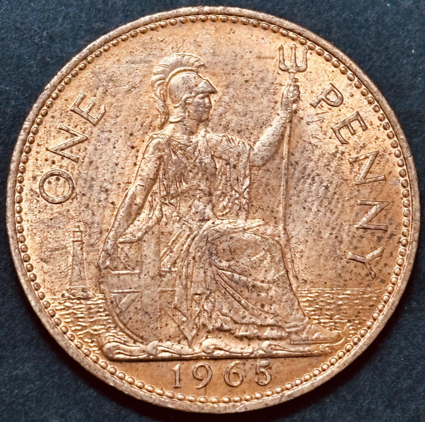 文馨钱币收藏 2026新年第五场（第 291 场）【长期接代拍品】 原铜光 1965 年英国 1便士大铜币