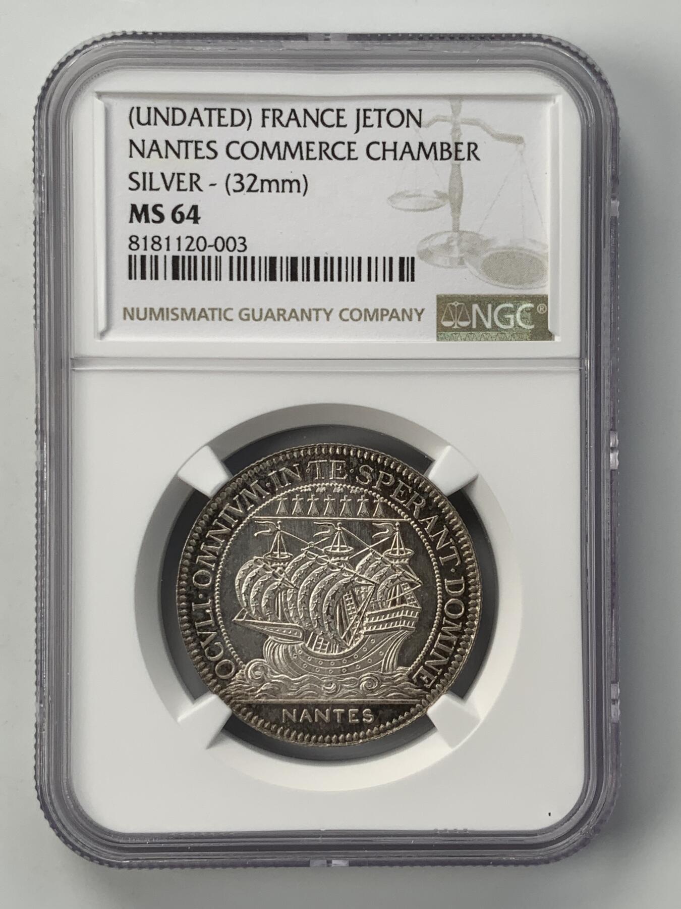 掌中浮雕-藏着的欧洲第051场 NGC MS64 ：法国南特市商会银章，32mm
