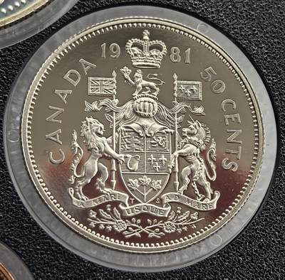 外国优质老铜币高银银币，周六九点倒数截拍，满百包邮，持续收拍 - 精制1981 年加拿大 50 分币，正面为伊丽莎白二世头像，背面饰加拿大国徽，设计庄重典雅。光泽温润，品相完好，国徽细节精致，是加拿大辅币经典款，属英联邦货币收藏精品，兼具历史与收藏价值。