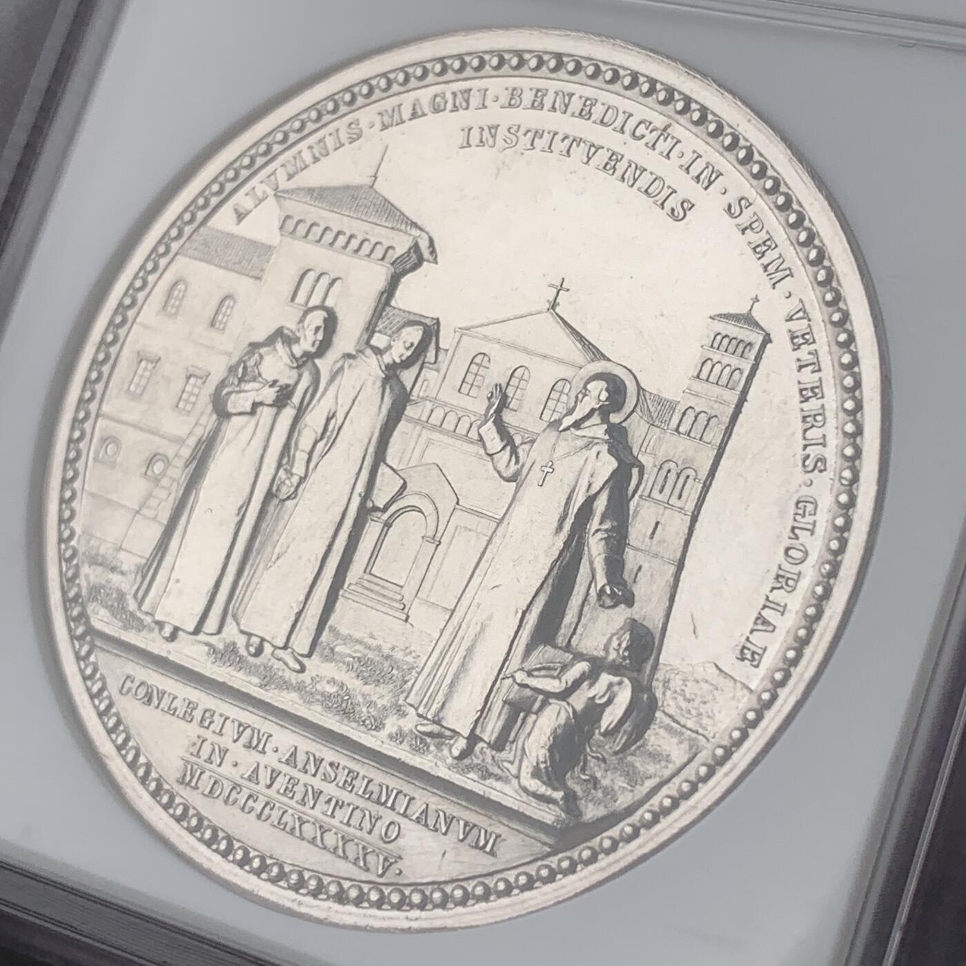 掌中浮雕-藏着的欧洲第051场 NGC MS61 ：1895年梵蒂冈教皇利奥十三世，阿尔蒂诺安瑟学院大银章，43mm