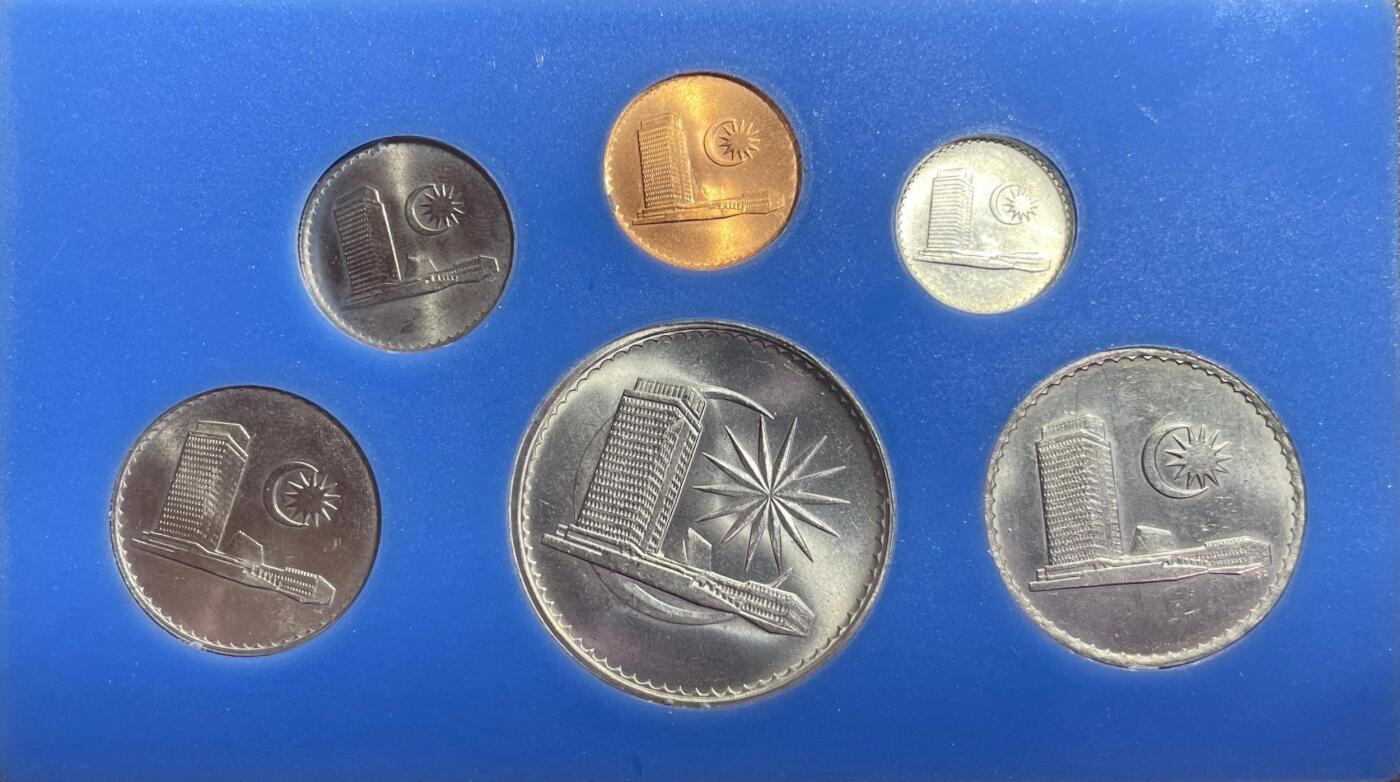 回流0201 全新马来西亚80年代第一版国会大厦版 1分-1林吉特全套6枚