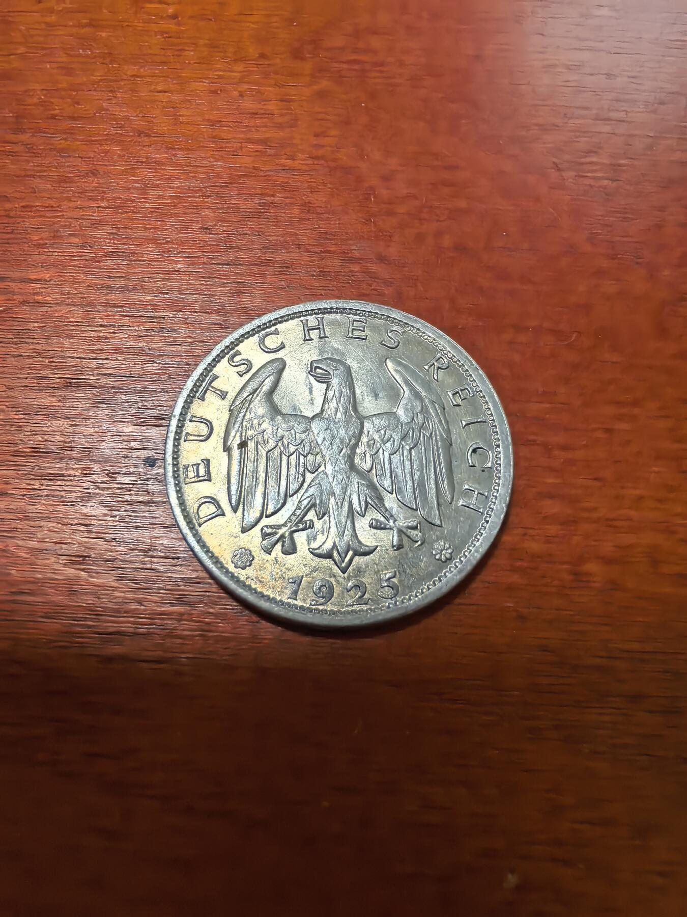 长老汇蛇年精选第九十六场拍卖 1925J魏玛德国1帝国马克银币，克书MS63分160美金