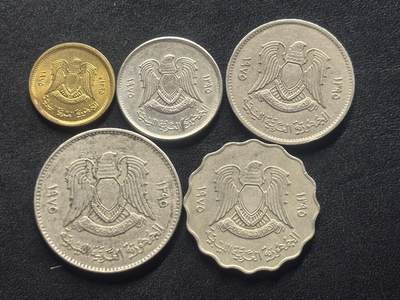 邮泉阁限时拍卖第四十场 非洲专场（硬币在国外。请付邮费6元。） - 利比亚1975年5枚