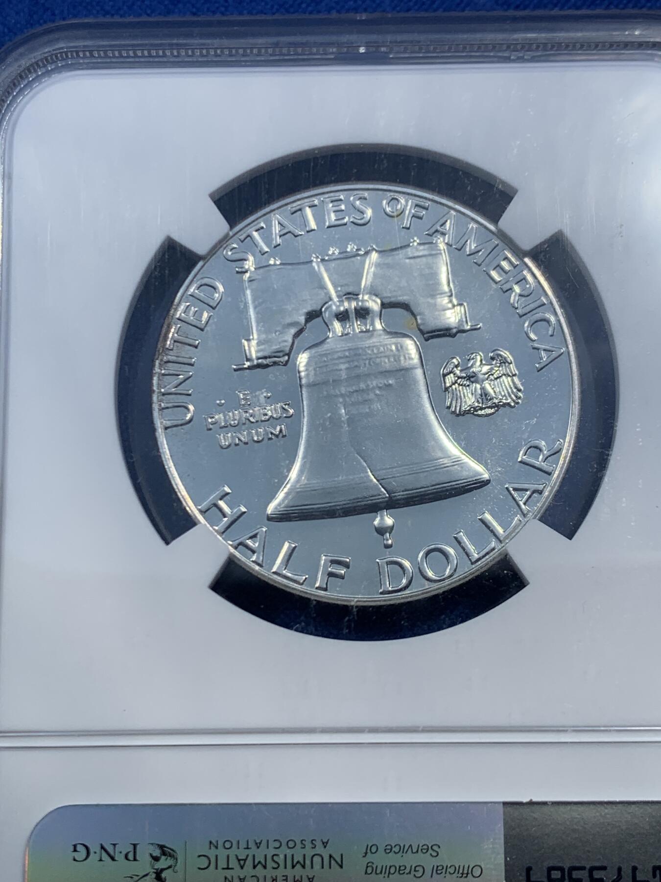 《竞宝斋》第462场 周日，周一，2场连拍 （全场包邮）欢迎送拍 NGC PF66 美国1963年富兰克林50美分银币，高分，NGC参考价50美元