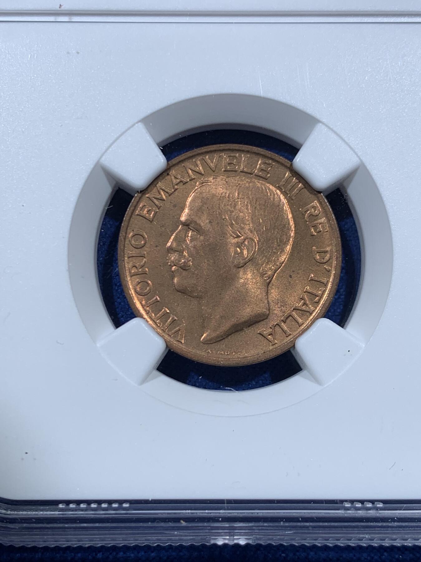 《竞宝斋》第462场 周日，周一，2场连拍 （全场包邮）欢迎送拍 NGC MS64RB 意大利小蜜蜂1920年10分，古典主义风格代表作品，极美的设计，原铜光不容易