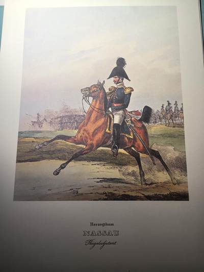 盛世勋华——号角文化勋章邮票专场拍卖第302期 - 大尺寸手绘图卡 拿骚公国侍从副官/副官长 大A4尺寸 翻印自1848年出版《德意志陆军》一书