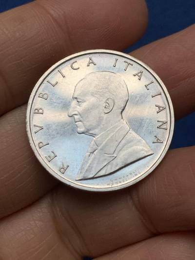 《竞宝斋》第462场 周日，周一，2场连拍 （全场包邮）欢迎送拍 - 意大利1974年马可尼500里拉银币，10.95g，835银