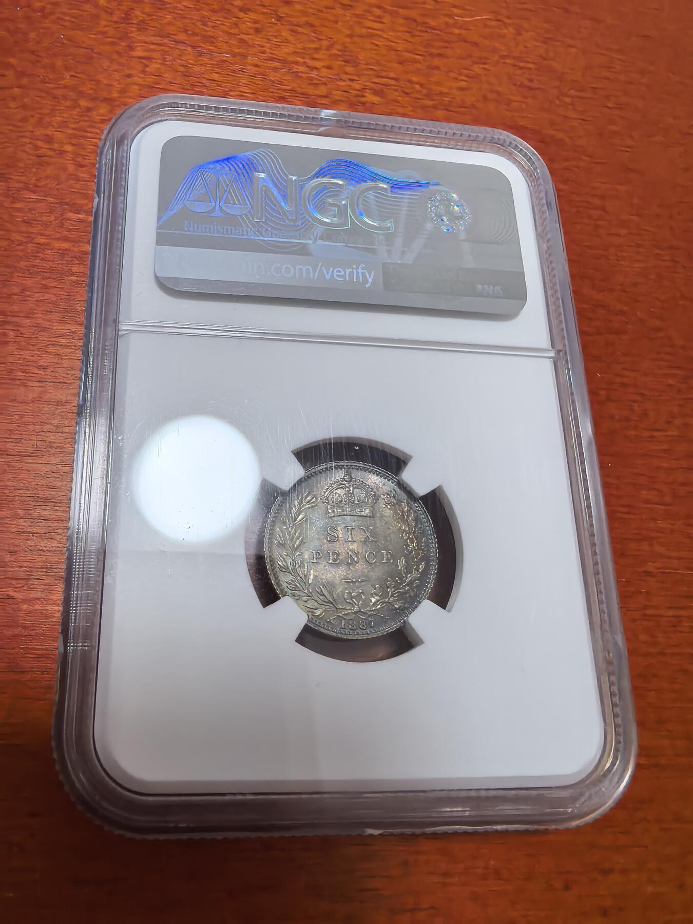 长老汇蛇年精选第九十六场拍卖 1887英国维多利亚高冠6便士银币，NGC MS63+