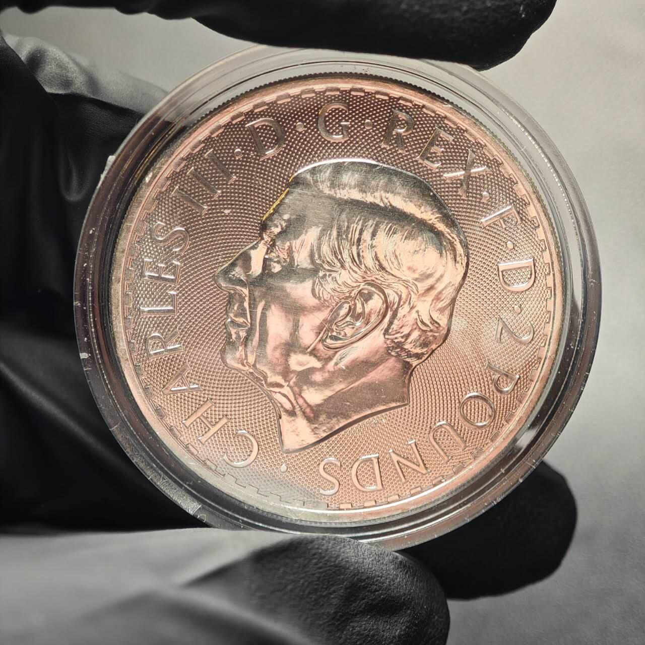 金瓯小拍第三期 古今币章 银价专场 英国不列颠女神投资银币2023年 重31.1克 查尔斯国王头像 有淡白斑