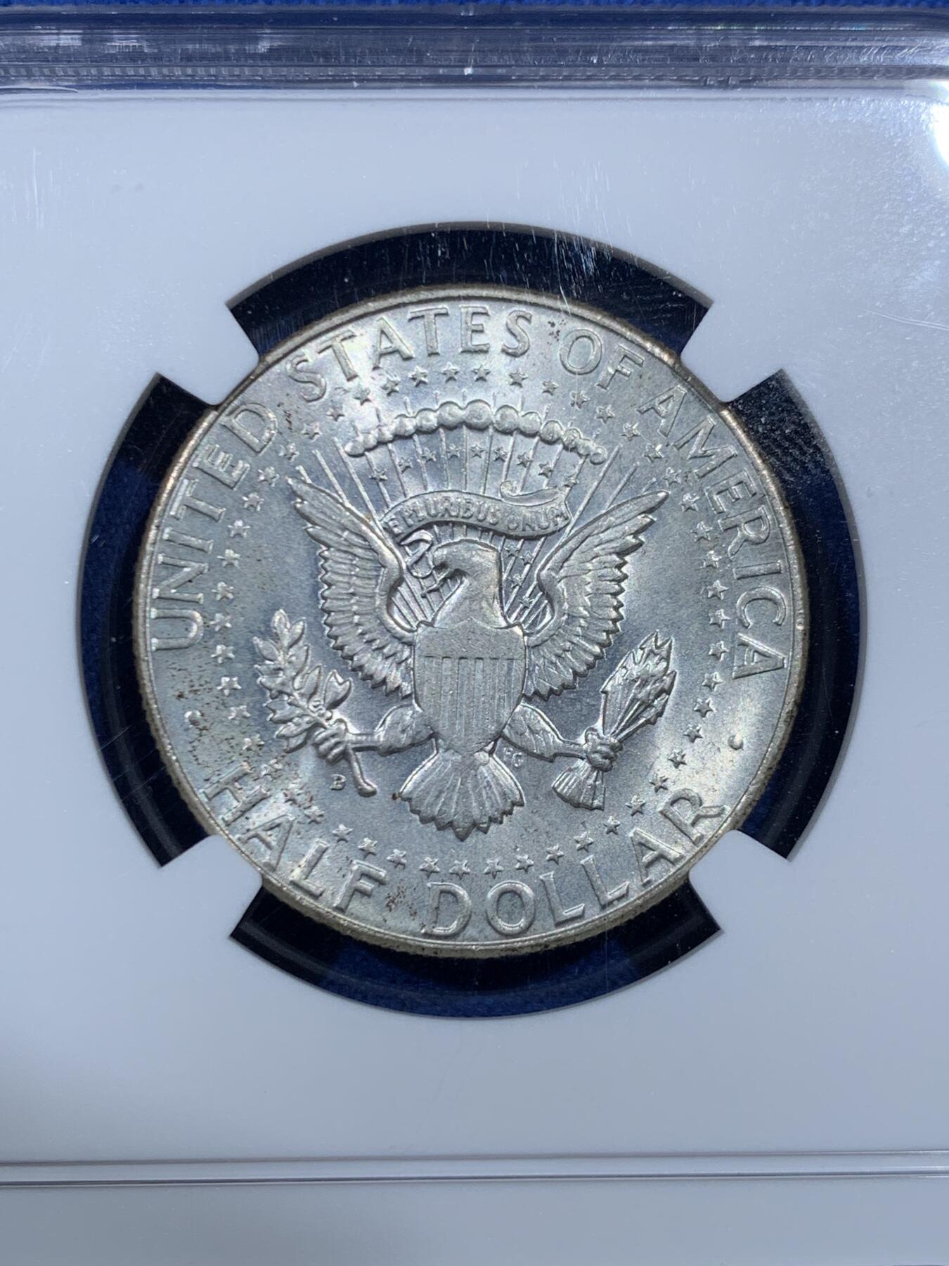 《竞宝斋》第462场 周日，周一，2场连拍 （全场包邮）欢迎送拍 NGC MS64 美国1964年肯尼迪50美分银币 高银版本 900银 银光闪闪