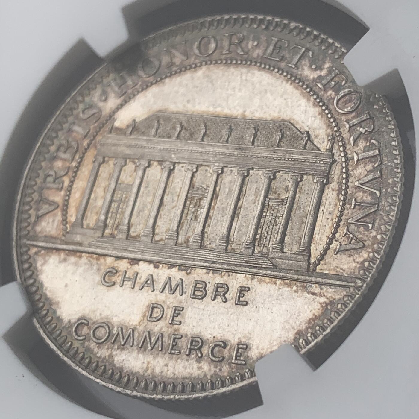 掌中浮雕-藏着的欧洲第051场 NGC MS65 ：法国南特市商会银章，32mm