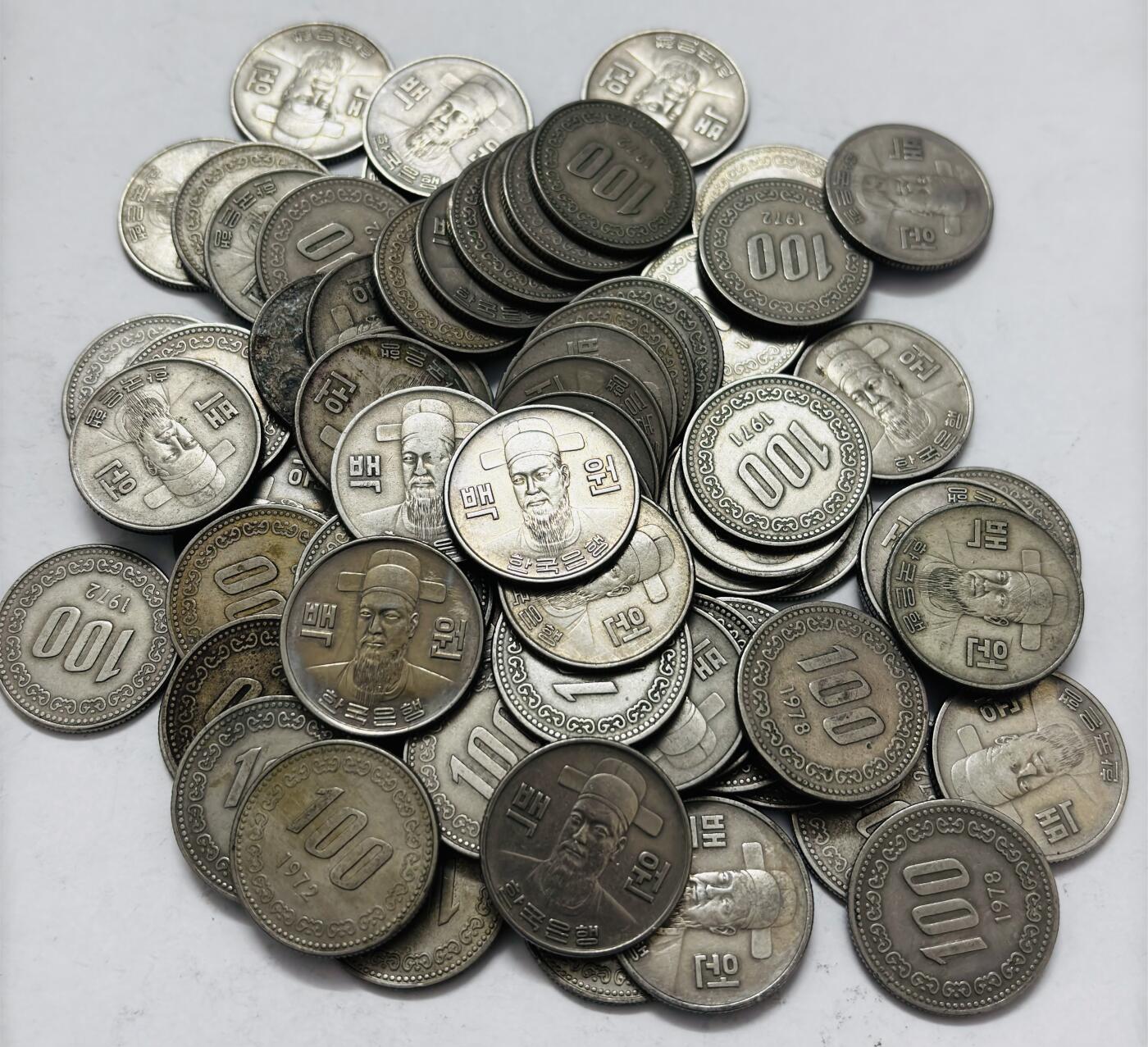 文馨钱币收藏 2026新年第五场（第 291 场）【长期接代拍品】 南朝鲜李舜臣老版 100 元 72 枚，年份未挑，有没有特年不知道