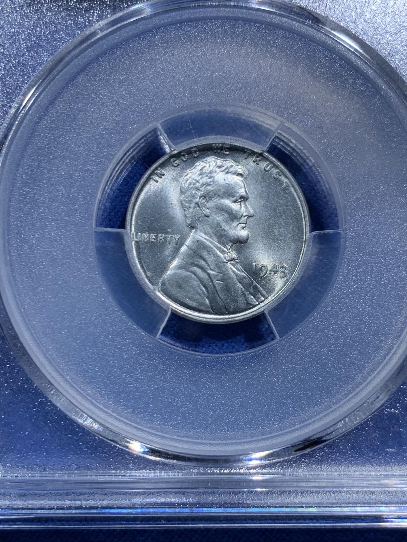 《竞宝斋》第462场 周日，周一，2场连拍 （全场包邮）欢迎送拍 ACG MS65 美国1943年1美分，独立年份，二战时期特殊材质