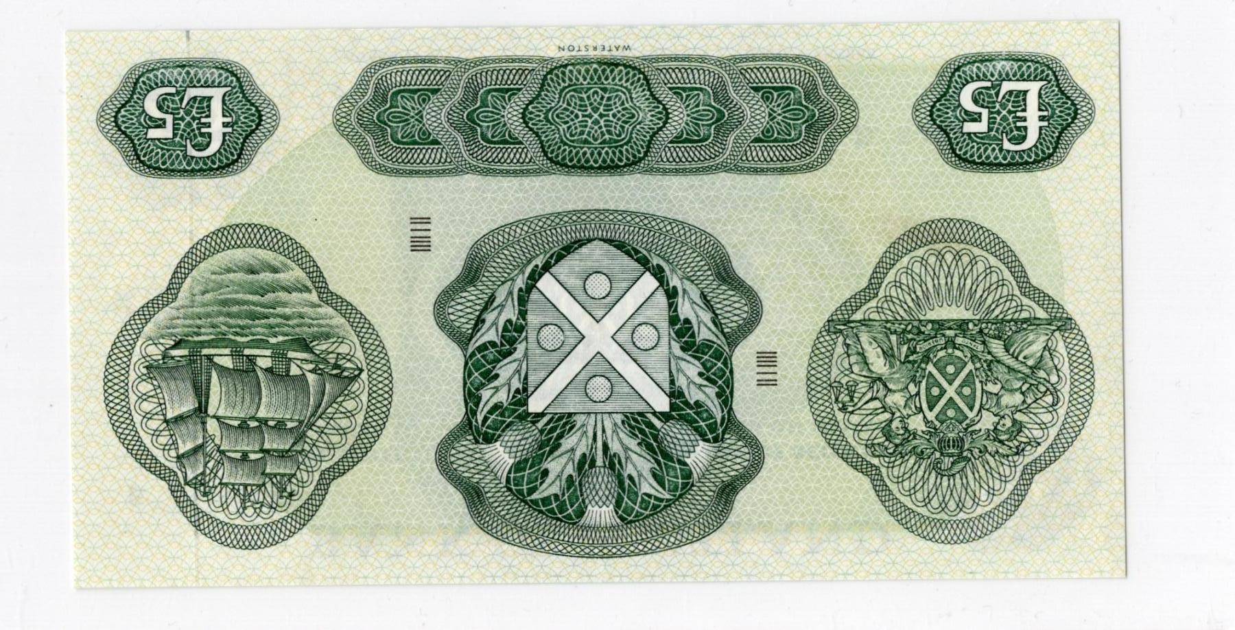 徐霞客拍卖首拍 苏格兰/苏格兰银行	P-110a 1968年5镑	UNC- B0479081 有个黑痣	中央的苏格兰纹章由象征繁荣的丰饶角与代表正义的天平构成，两侧守护女神的设计融合了苏格兰的历史叙事与金融传统。币面保留了“PROMISE TO PAY TO THE BEARER ON DEMAND”这一19世纪银行券的传统表述，它是英国纸币从可兑换黄金到信用货币演变的活化石，这种表述在现代纸币中已极为罕见。	