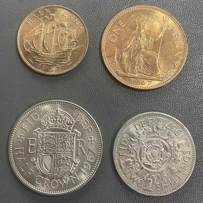 回流0201 - 英国1967年硬币一组四枚