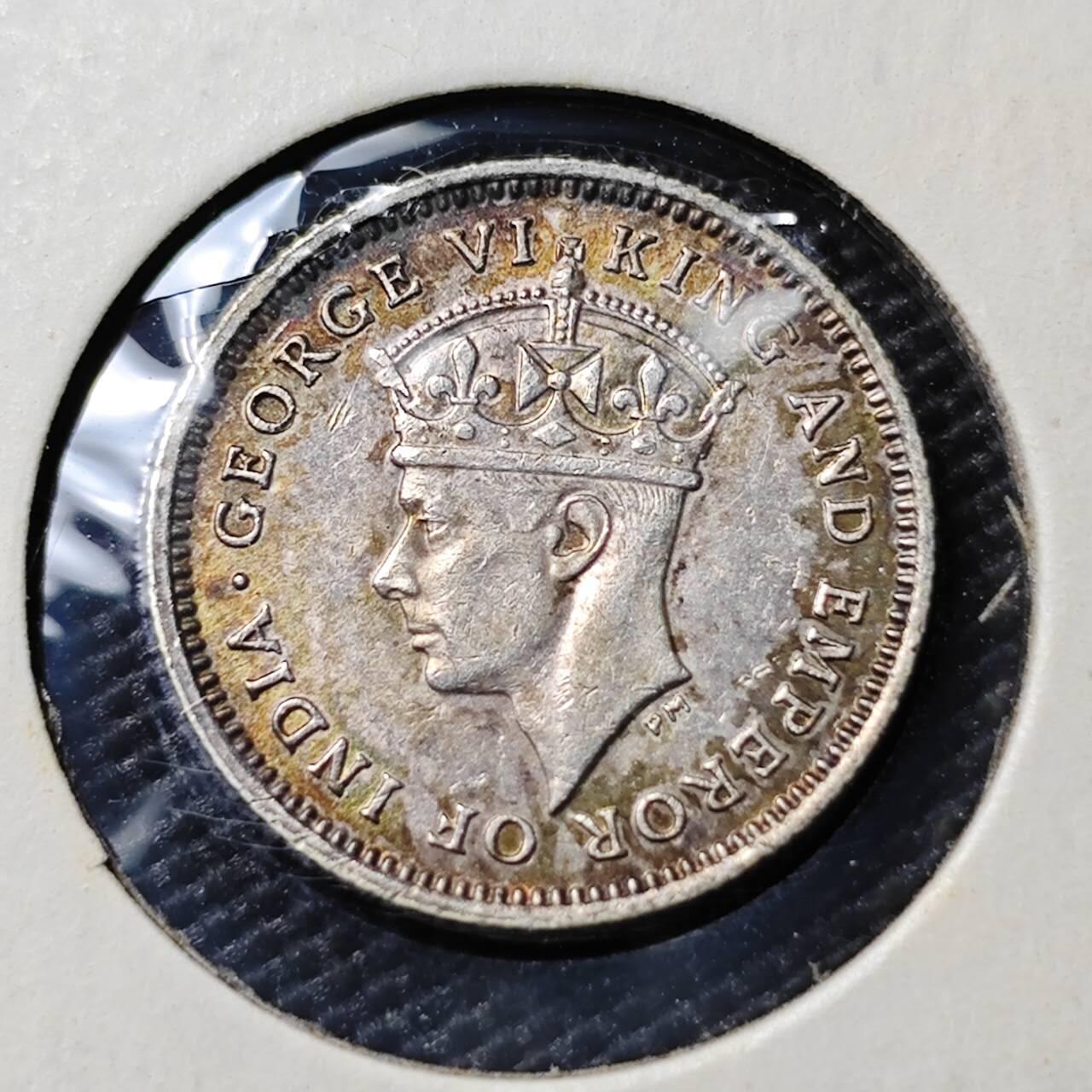 KK钱币收藏小铺  第400期  百期特拍（四拍之四）2月预留时间 周末发货  英属圭亚那1942年4便士银币 深打状态带彩漂亮