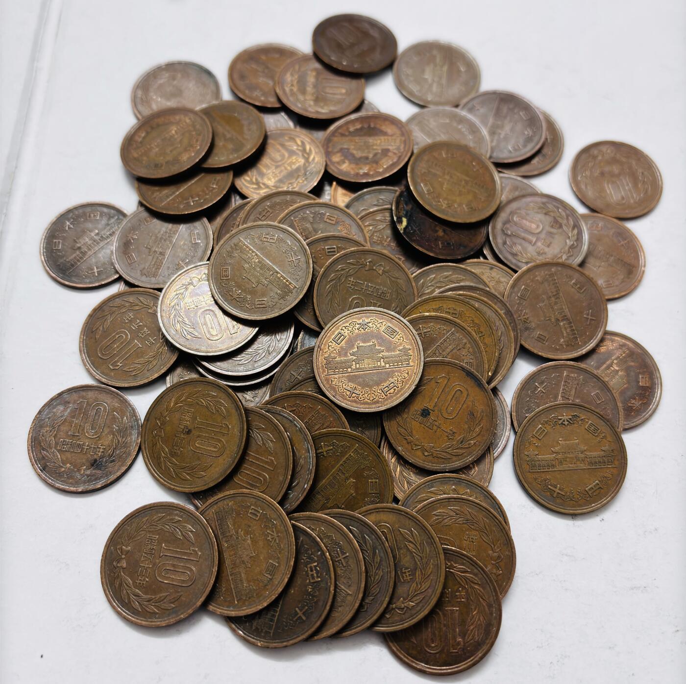 文馨钱币收藏 2026新年第五场（第 291 场）【长期接代拍品】 日本昭和，平成时期，凤凰堂十元铜币 78 枚，包含特年