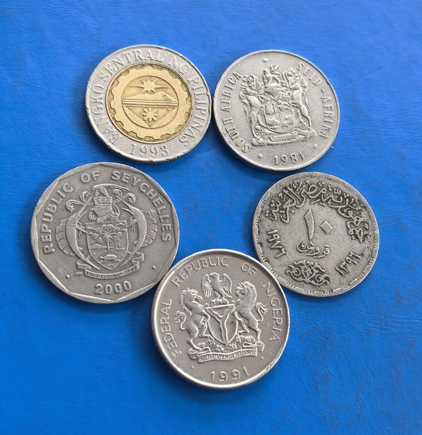 外国优质老铜币高银银币，周六九点倒数截拍，满百包邮，持续收拍 南非、加纳、菲律宾、埃及、塞舌尔5枚