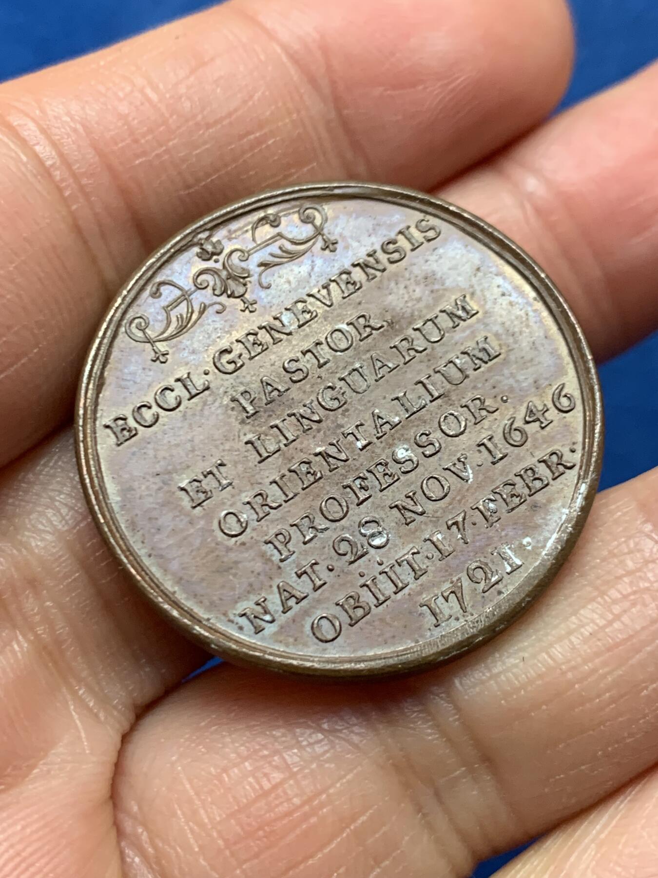 《竞宝斋》第462场 周日，周一，2场连拍 （全场包邮）欢迎送拍 瑞士迈克尔·图雪蒂努斯纪念章 16.2克 31.5mm