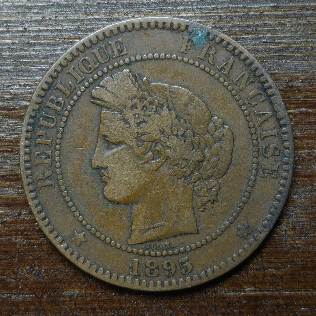【铜匠收藏】★第141★散币专场 不寄存，30包邮。不满30元，支付5元运费。《接受代拍 代送NGC评级》 5【无寄存】法国 1895年 谷物 10分 铜币