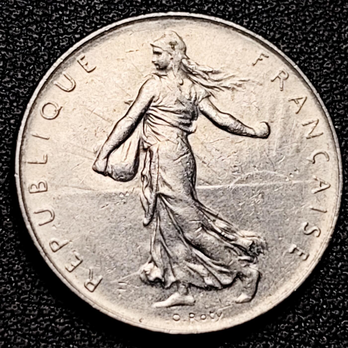 泉币菌-第176场- 精品福利场 法国早期（1971年）1法郎镍币  播种女神 入欧前 末版 绝版币