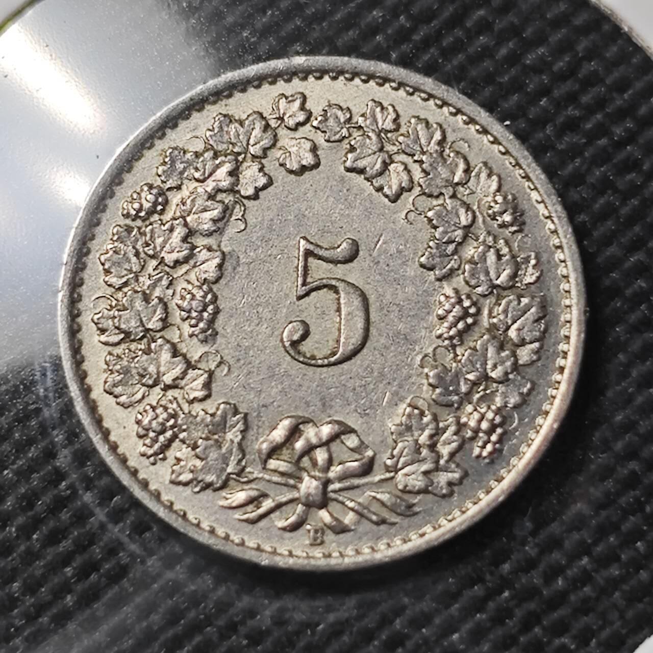 KK钱币收藏小铺  第390期  2月预留时间 周末发货  1934瑞士5分 早点年份