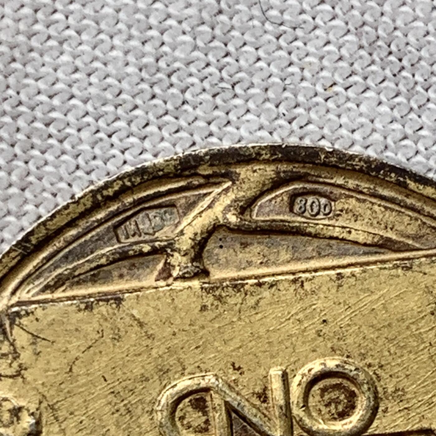 掌中浮雕-藏着的欧洲第051场 意大利百年古董镀金银章奖牌 ，章体24.3mm， 5.8g，戳记: 800银  罕见