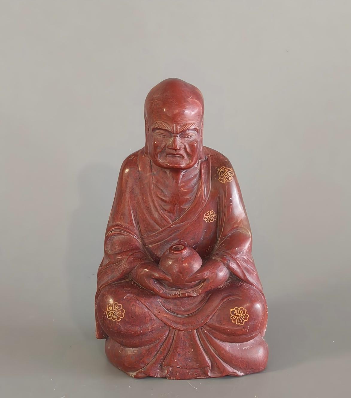 上海都达杂项专场九（全场包邮） 出口创汇期 寿山石朱砂冻描金罗汉造像1-361