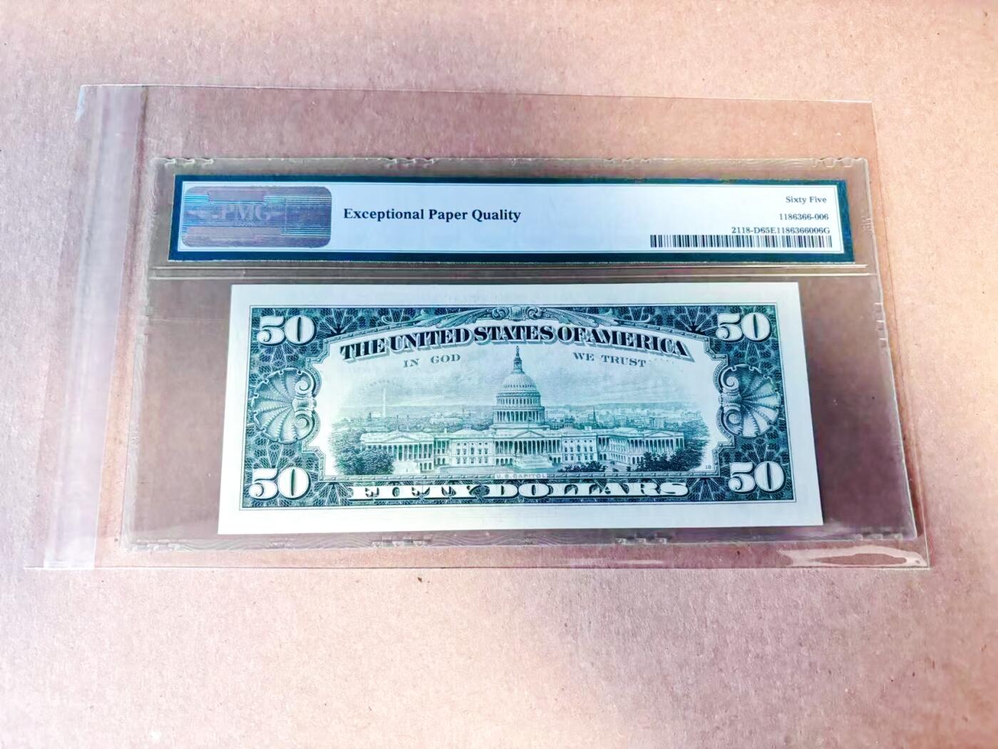 【Blue Auction】世界纸币精拍第780期——18级TOP拍卖/信誉/品质/专业/高效💫 【无47】美国 1974年50美金 PMG65EPQ 