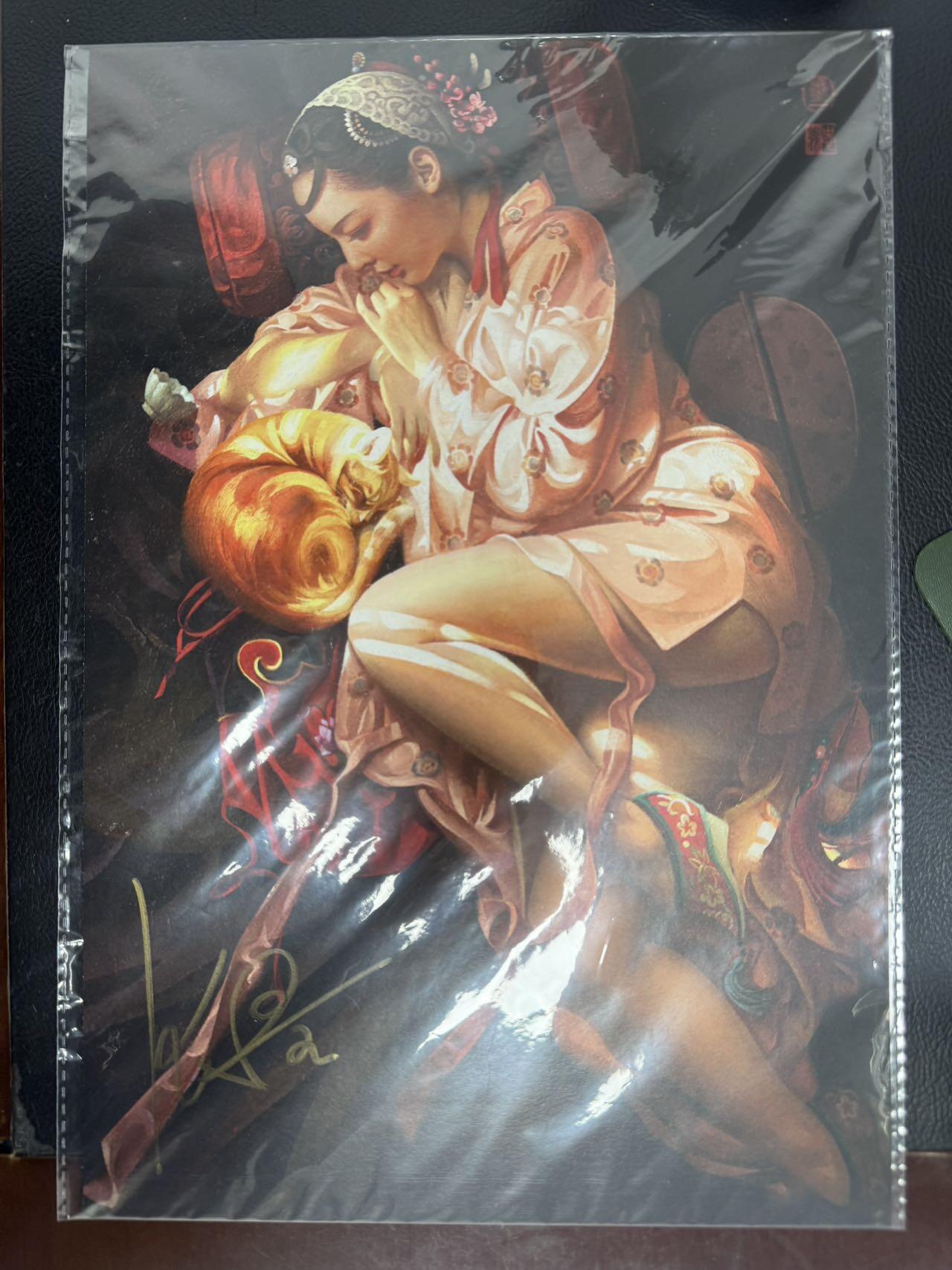 月落卡牌大清仓第5期 张墨一替天行道水浒   潘金莲   亲签大卡（版画）一张