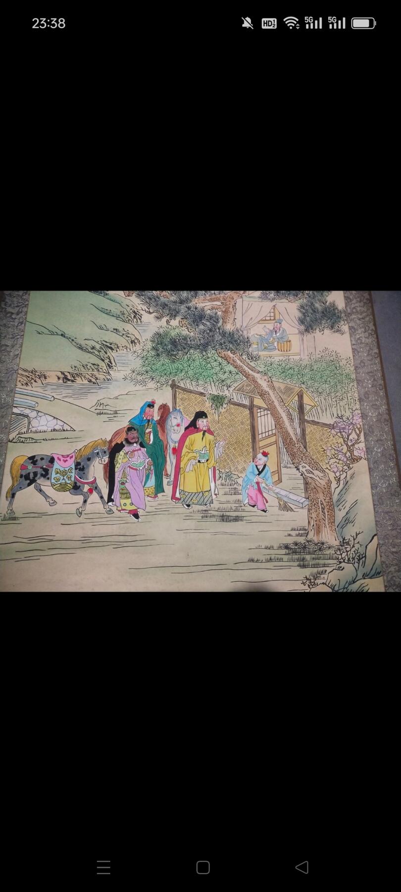 拆迁收得一“三顾茅庐”三国时期人物故事手绘画，品相完整，老味十足，保真保手绘