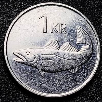 泉币菌-第177场- 精品福利场 - 冰岛1克朗大西洋鳕鱼守护神 直径21.5mm 