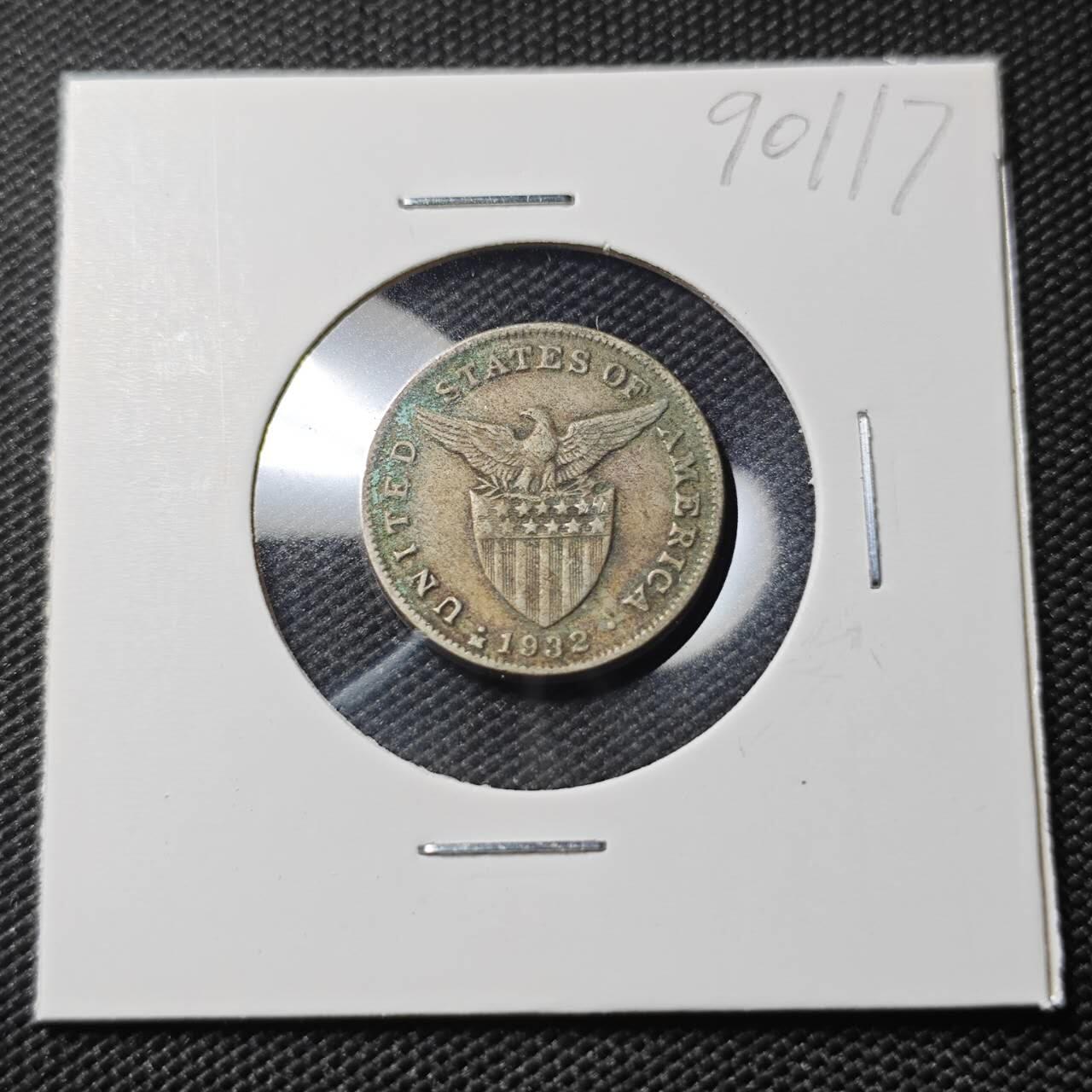 KK钱币收藏小铺  第390期  2月预留时间 周末发货  1932美属菲律宾5分镍币