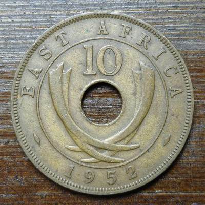 【铜匠收藏】★第141★散币专场 不寄存，30包邮。不满30元，支付5元运费。《接受代拍 代送NGC评级》 - 22【无寄存】英属东非 1952年 10分 铜币