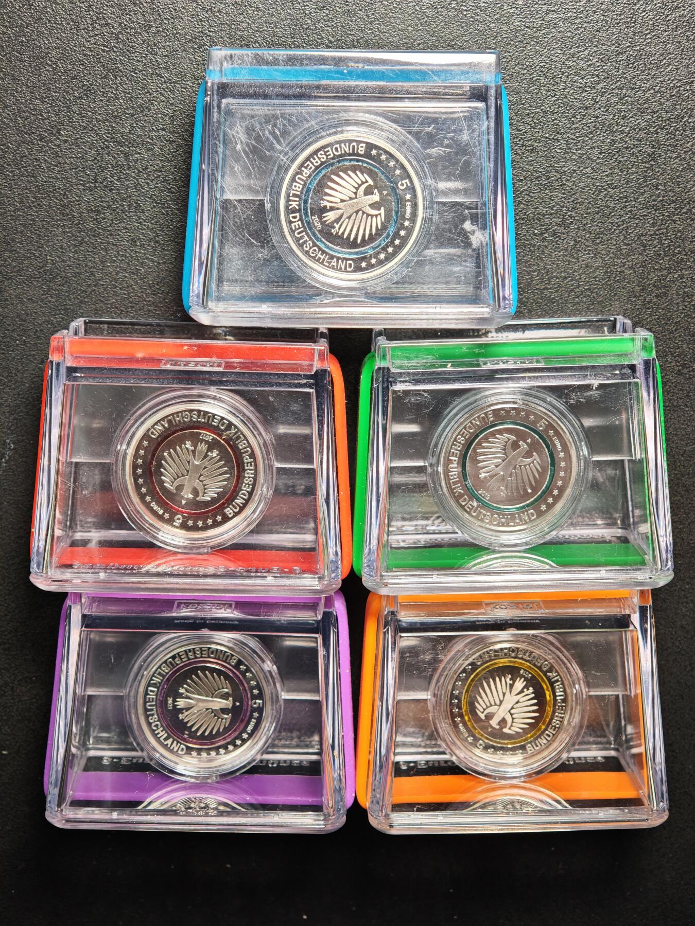 【德藏】世界币章拍卖第163期（拍品征集中~欢迎藏友联系） 6枚一组 德国气候带系列5欧元精制纪念聚能环镍币 直径约：27.2mm/枚；重约：8.9g/枚