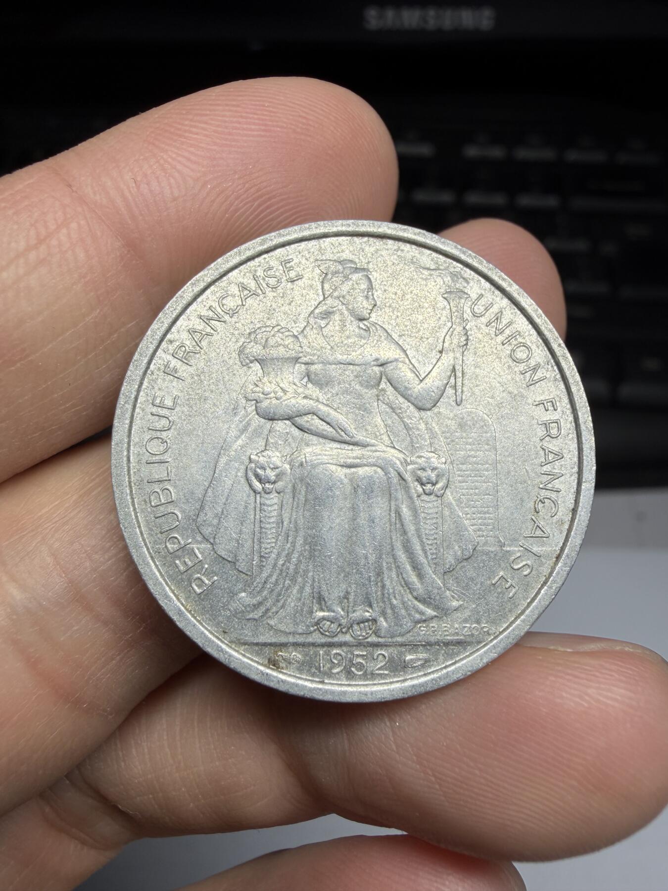 2025年集古藏今外币拍卖第二期-第1场—（总第301拍），可以寄存60天，满160元包邮。 1952年法属新喀里多尼亚5法郎