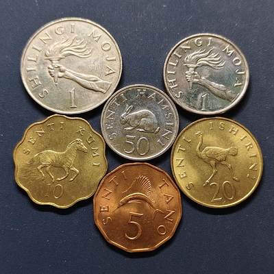 【全场包邮】纯粹捡漏拍498场-持续更新中 - 坦桑尼亚各年份6枚套币-含大小版先令